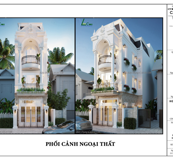 Thiết Kế Nhà Phố Tân Cổ Điển Chữ L Tại Bình Chánh