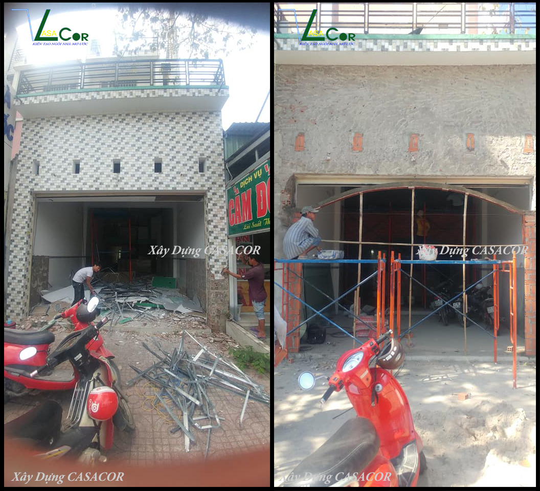 Đục gạch tô lại mặt tiền sửa chữa salon làm đẹp quận Bình Chánh