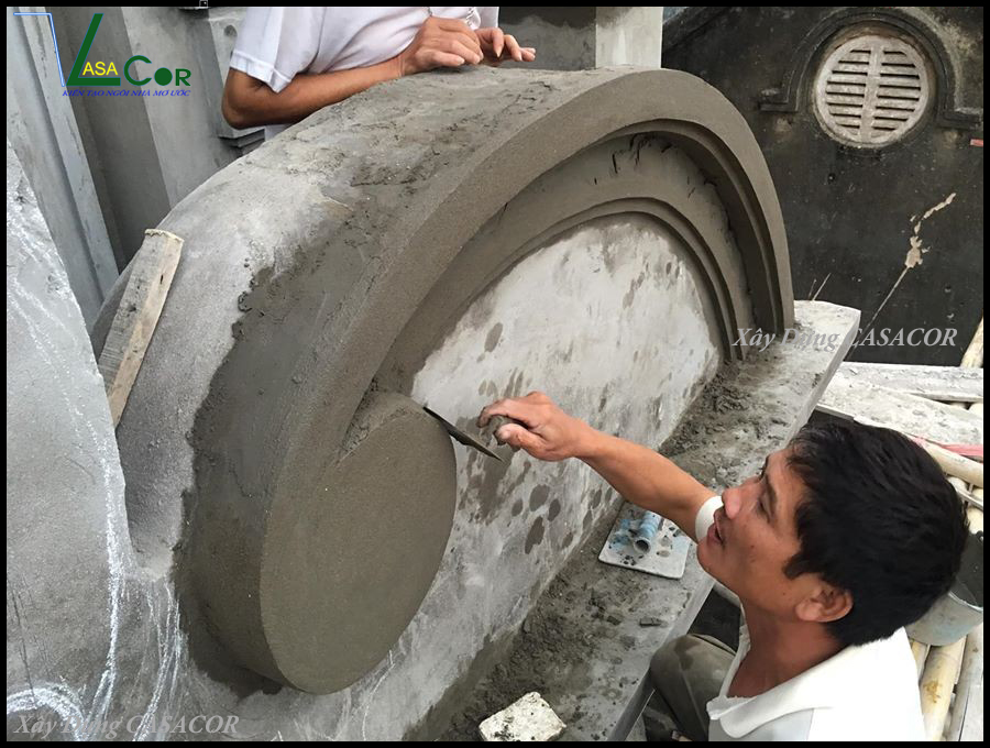 Đắp chỉ lầu 1 nhà phố tân cổ điển bình dương