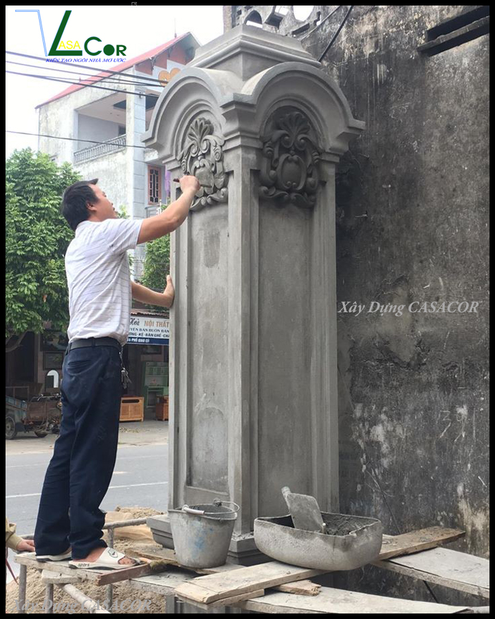 Đắp chỉ trụ cổng 1 nhà phố tân cổ điển bình dương