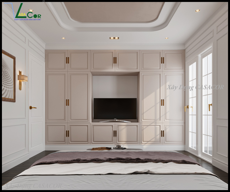 view 2 phòng ngủ 2 nhà phố tân cổ điển chữ L