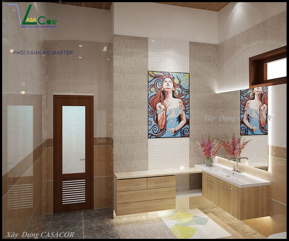 View 2 WC 1 nhà phố tân cổ điển chữ L