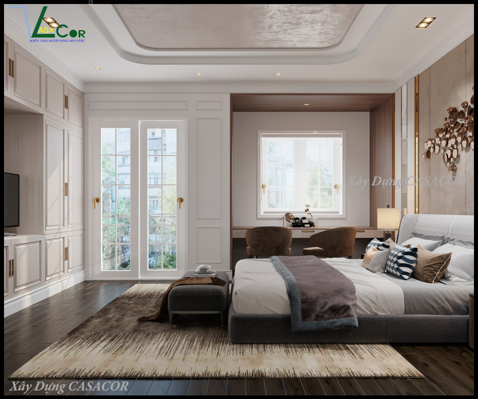 view 3 phòng ngủ 2 nhà phố tân cổ điển chữ L
