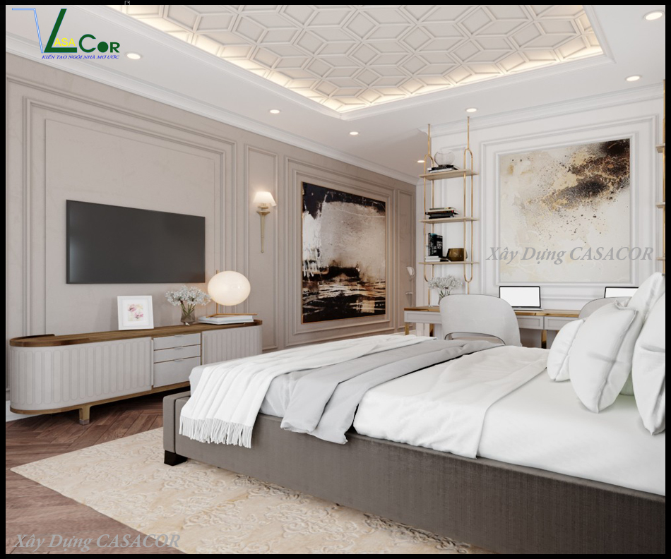 View 4 phòng ngủ 1 nhà phố tân cổ điển chữ L